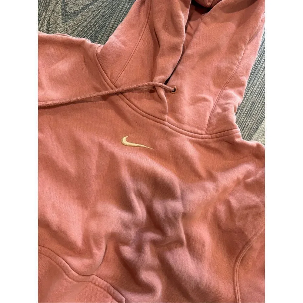 Nike Womens Hoodie Sweatshirt Front Pocket Logo Print Pullover Orange Size XS